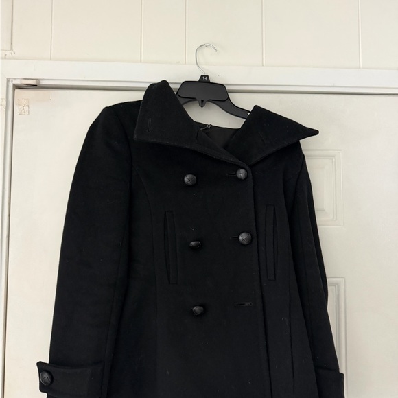 Babaton Black wool long cashmere big button long sophisticated Trench Coat - Picture 3 of 5